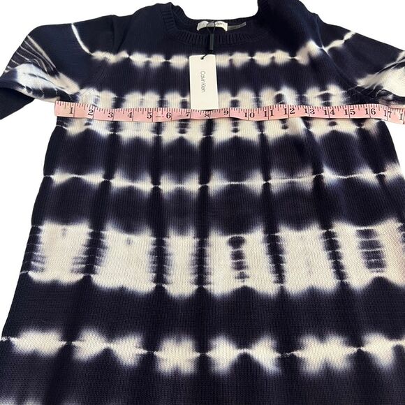 Calvin Klein Women's‎ Tie-Dye Cotton Sweater XS Blue White Long Sleeves X-Small - Picture 4 of 7